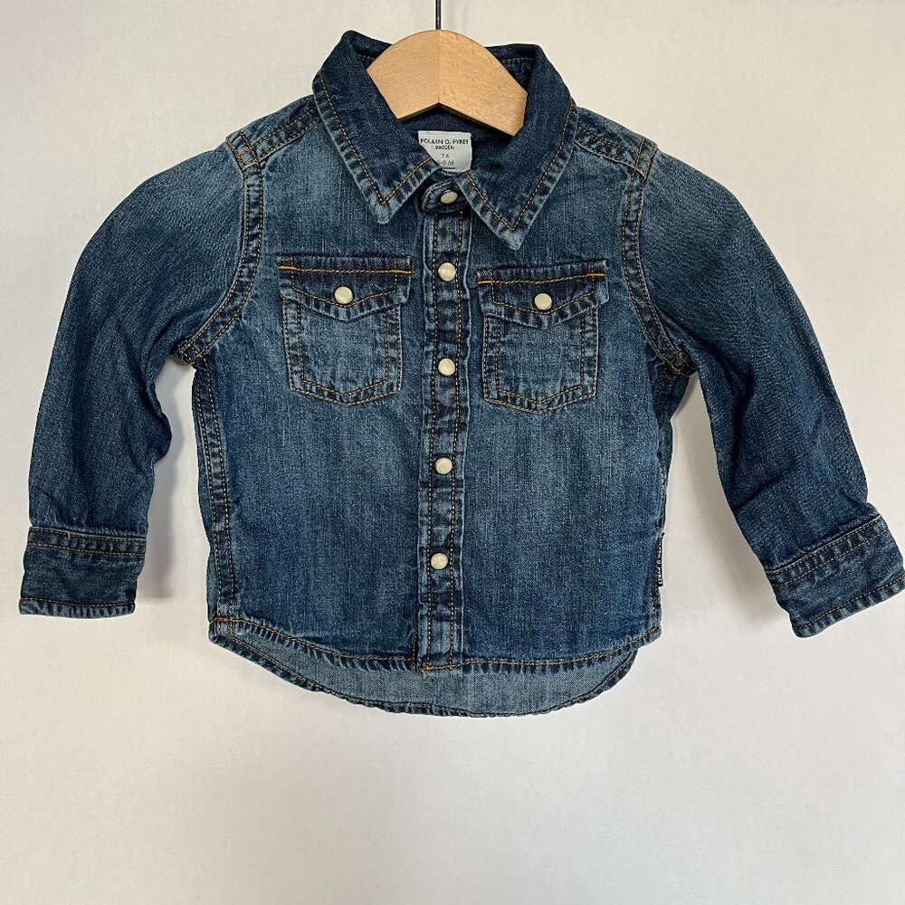 Polarn O. Pyret Demin Long Sleeve Shirt: Size 6-9M (74 cm)